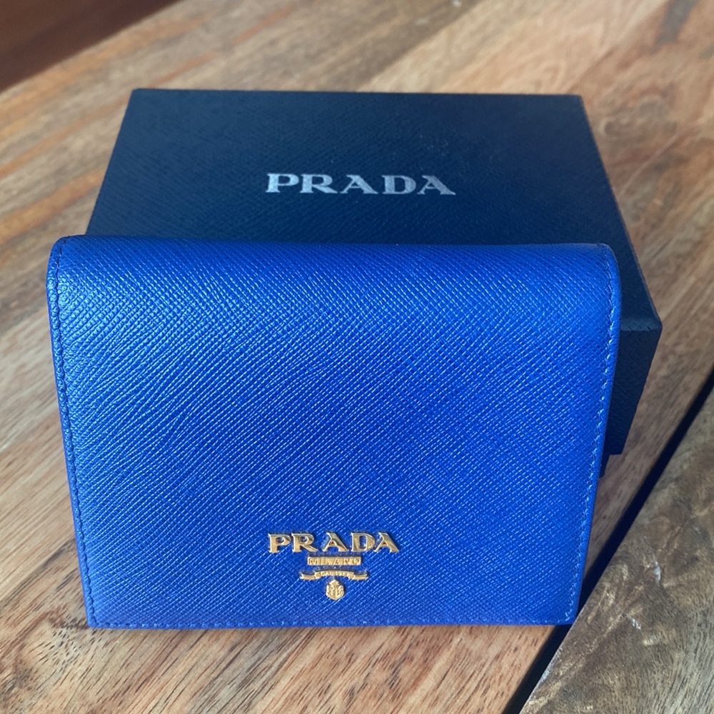 Prada blue leather wallet, NWOT - Picture 5 of 5